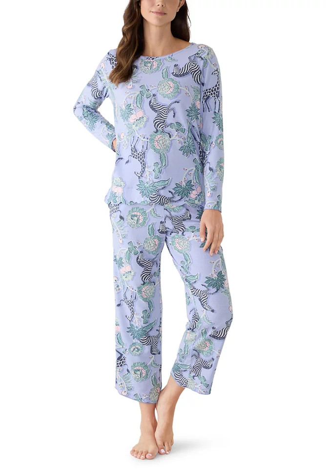Women's Long Sleeve Scallop Top and Pants Pajama Set | Belk