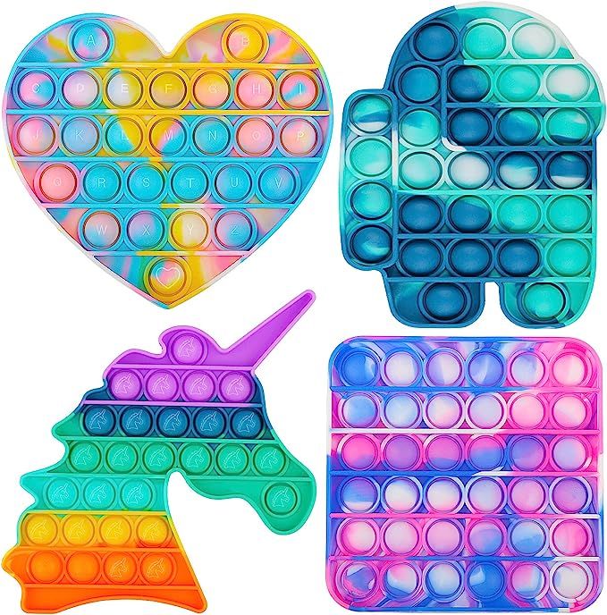 TLORIEO Pop Fidget Toy, Push Bubble Pop Fidget Toy, 4 Pack Silicone Sensory Toys, Autism Learning... | Amazon (US)