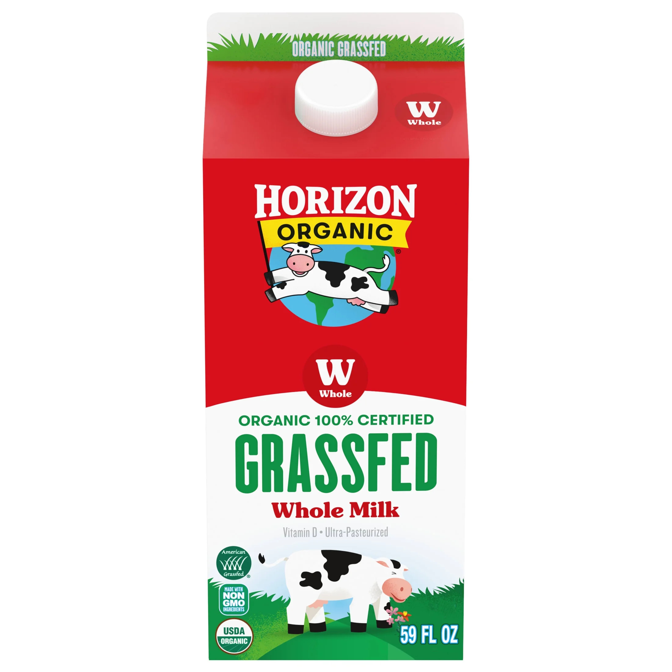 Horizon Organic Grassfed Whole Milk, Vitamin D Whole, 59 fl oz Carton | Walmart (US)