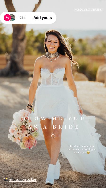 Can’t believe it’ll be our 4 year wedding anniversary next week 🥹 Wild to think we eloped in Joshua Tree during the pandemic, seems like yesterday but so long ago. 

I still love this high low dress that I wore in the desert with one of my favorite statement necklaces ✨ Perfect for all my brides to be for your bridal shower, bachelorette party, welcome dinner and wedding festivities 💍 She also comes in so many different colors for any special occasion. 

Wedding dress, white dress, elopement dress, high low dress, bridal fashion, bachelorette dress, bachelorette outfit, wedding guest dress, statement necklace, The Stylizt 



#LTKStyleTip #LTKWedding #LTKParties