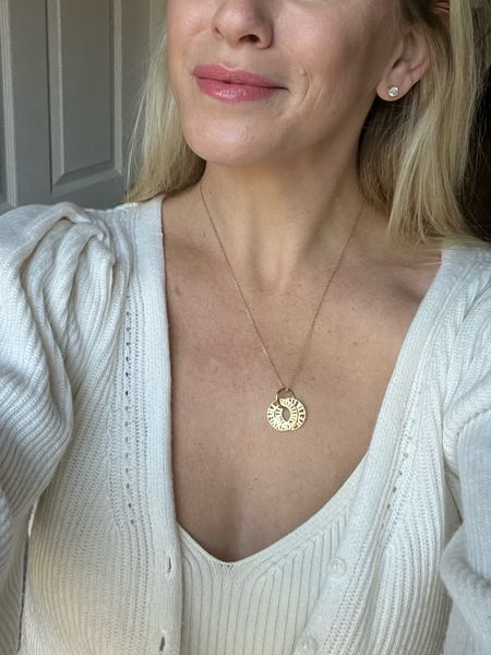 The best necklace for any mom. Each disc has one of my kids names on it. Wearing the gold vermeil + diamond here. 

#LTKCyberWeek #LTKsalealert #LTKGiftGuide
