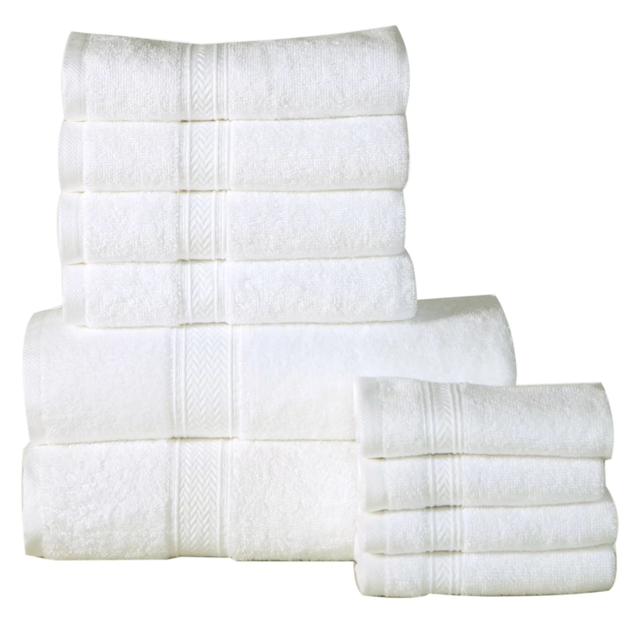 Addy Home Best Value 10-Piece Cotton Bath Towel Set (2 Bath, 4 Hand, 4 Wash), Ivory - Walmart.com | Walmart (US)