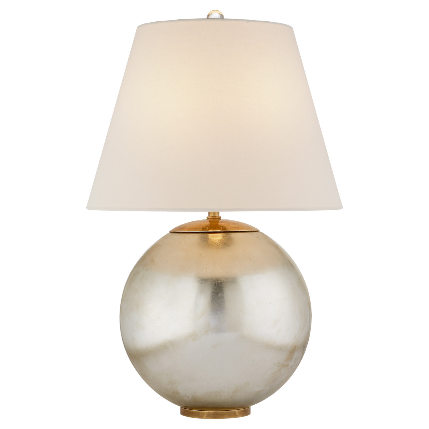 Visual Comfort Morton Modern Silver Leaf Linen Bedside Table Lamp - Small | Kathy Kuo Home