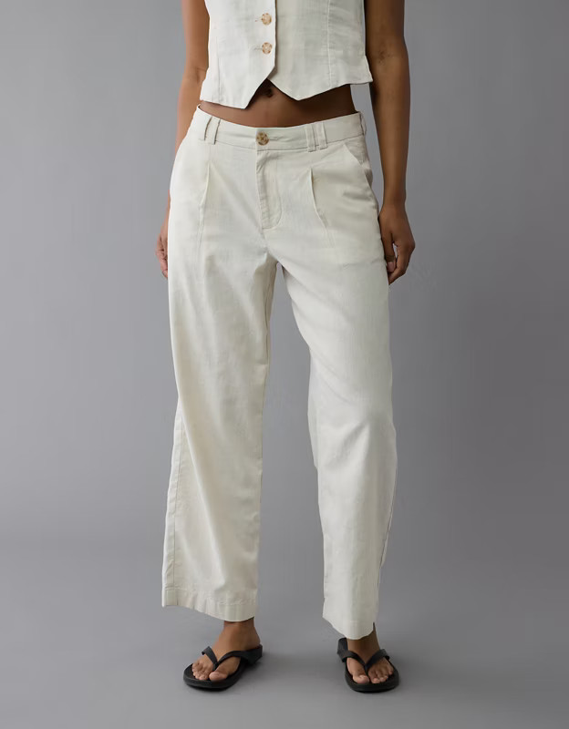AE Linen-Blend Stovepipe Crop Trouser | American Eagle Outfitters (US & CA)