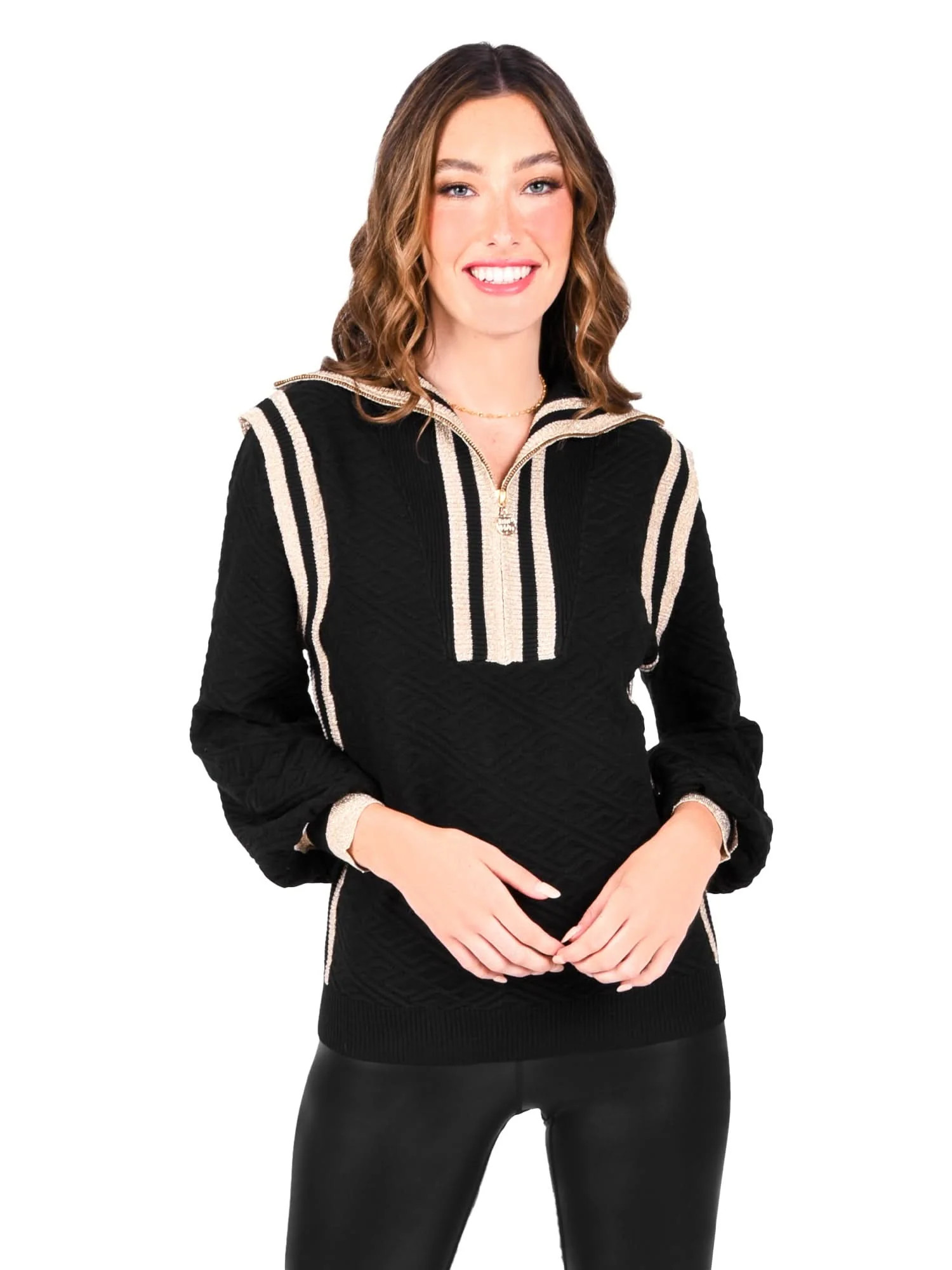 Poppy Pullover Sweater - Black Monogram | Emily McCarthy