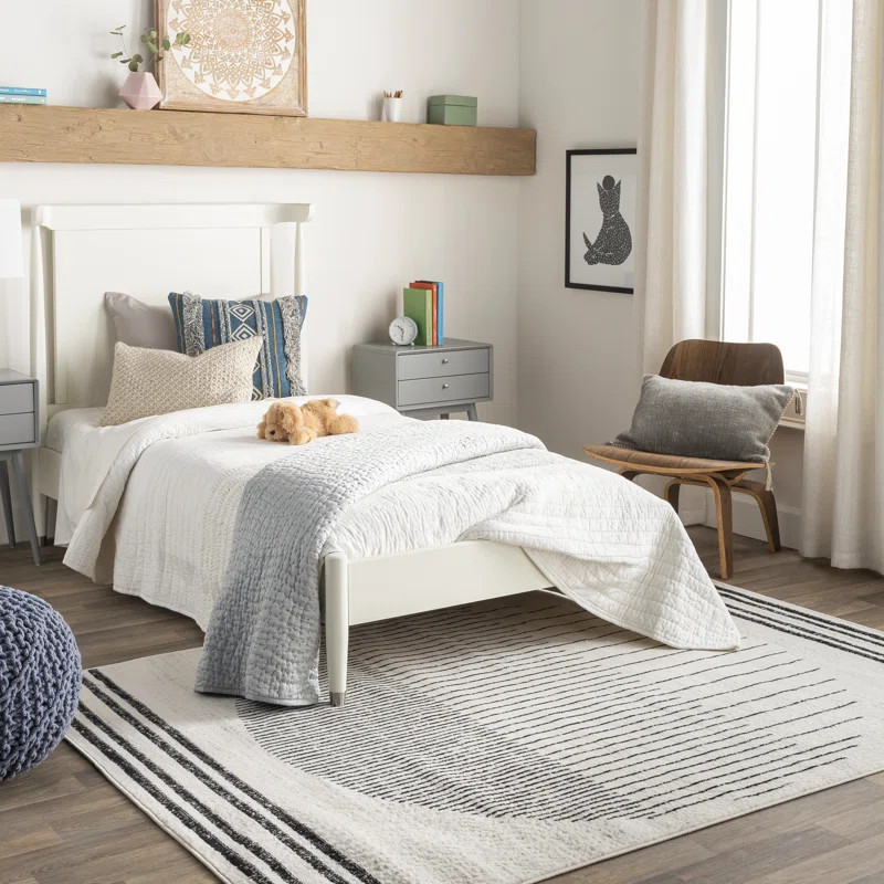 Corum Abstract Area Rug in Black/Ivory | Wayfair North America