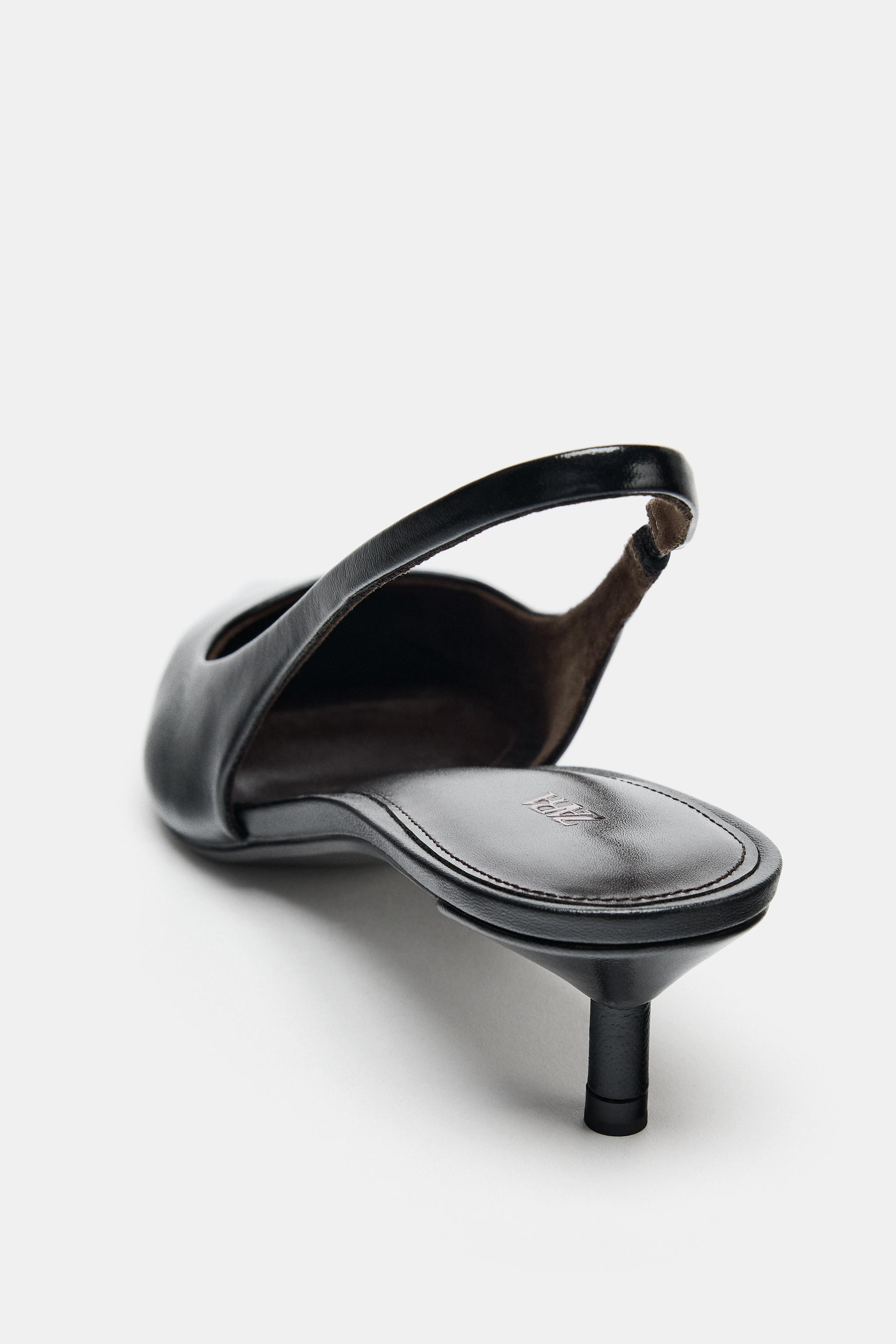 LEATHER SLINGBACK SHOES | Zara US