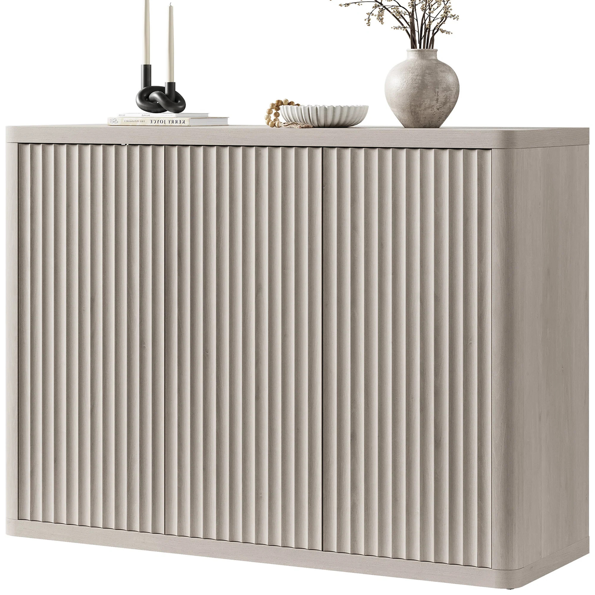 Cesiro 46.65'' W Sideboard With 3 Fluted Doors And Adjustable Shelves | Wayfair North America