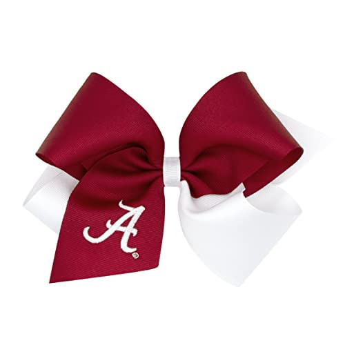 Divine Creations Girls' Collegiate Themed Game Day Two-Tone Hair Bow by Wee Ones on a WeeStay Clip, Classic Grosgrain, King, Alabama | Amazon (US)