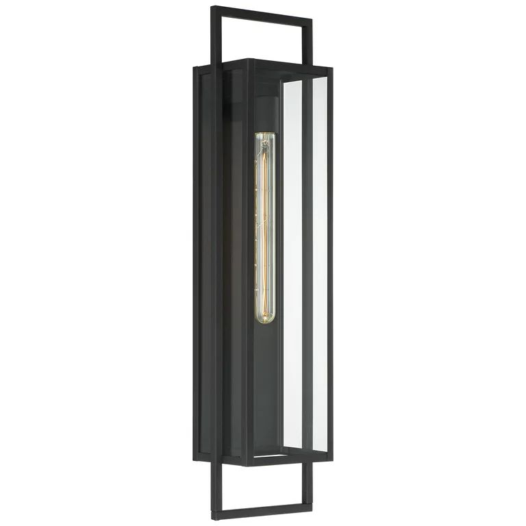 Possini Euro Design Modern Outdoor Wall Light Fixture Textured Black Steel 28" Clear Glass Panels... | Walmart (US)