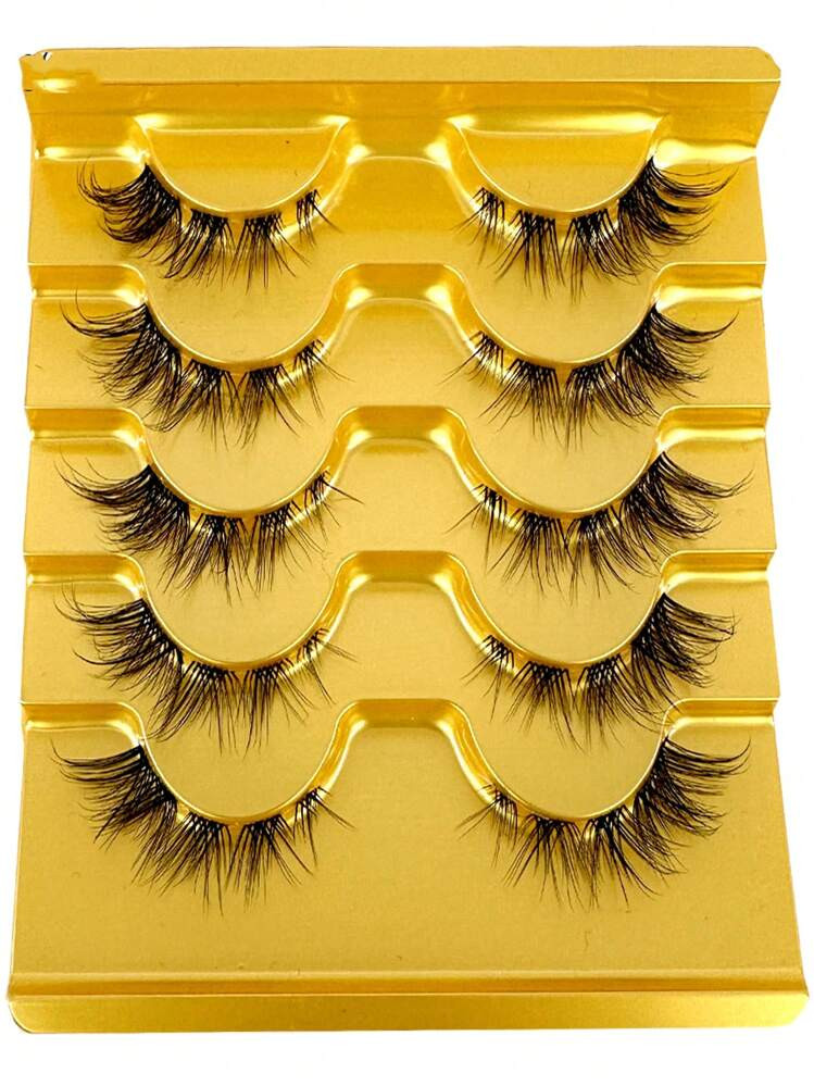 HBZGTLAD 5pairs/set Transparent Stem 3d False Eyelashes, Natural, Fluffy Faux Mink Eyelashes With... | SHEIN