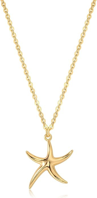 MTMY 14K Gold Plated Shell/Starfish/Anchor/Dolphin Pendant Necklaces Ocean Beach Summer Jewelry f... | Amazon (US)