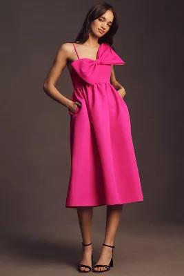 Sachin & Babi Sloane Asymmetrical Bow Taffeta A-Line Midi Dress | Anthropologie (US)