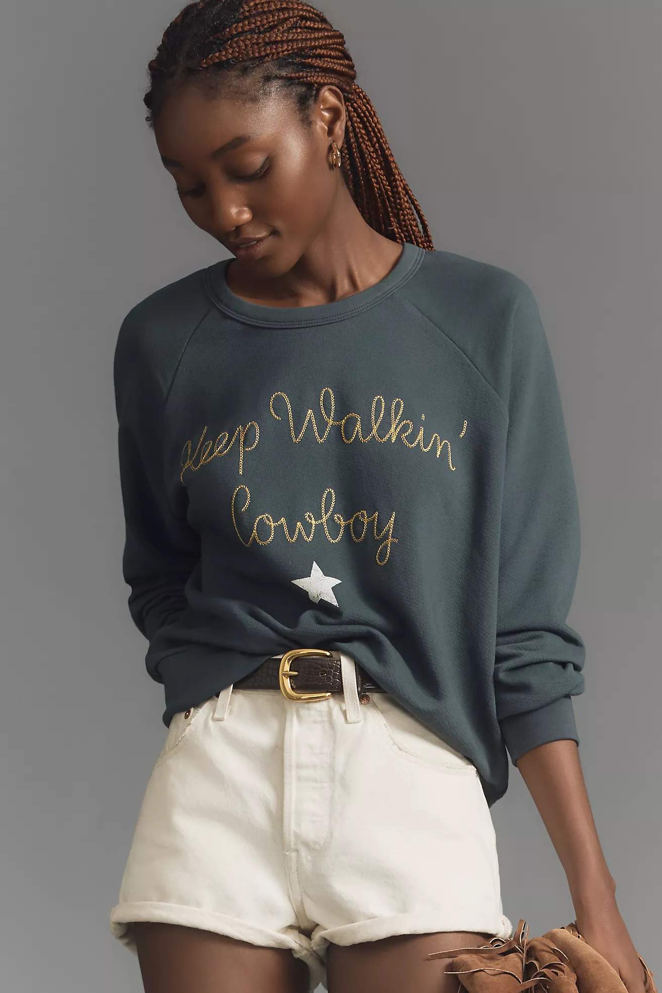 Letluv Keep Walkin' Cowboy Embroidered Sweatshirt | Anthropologie (US)