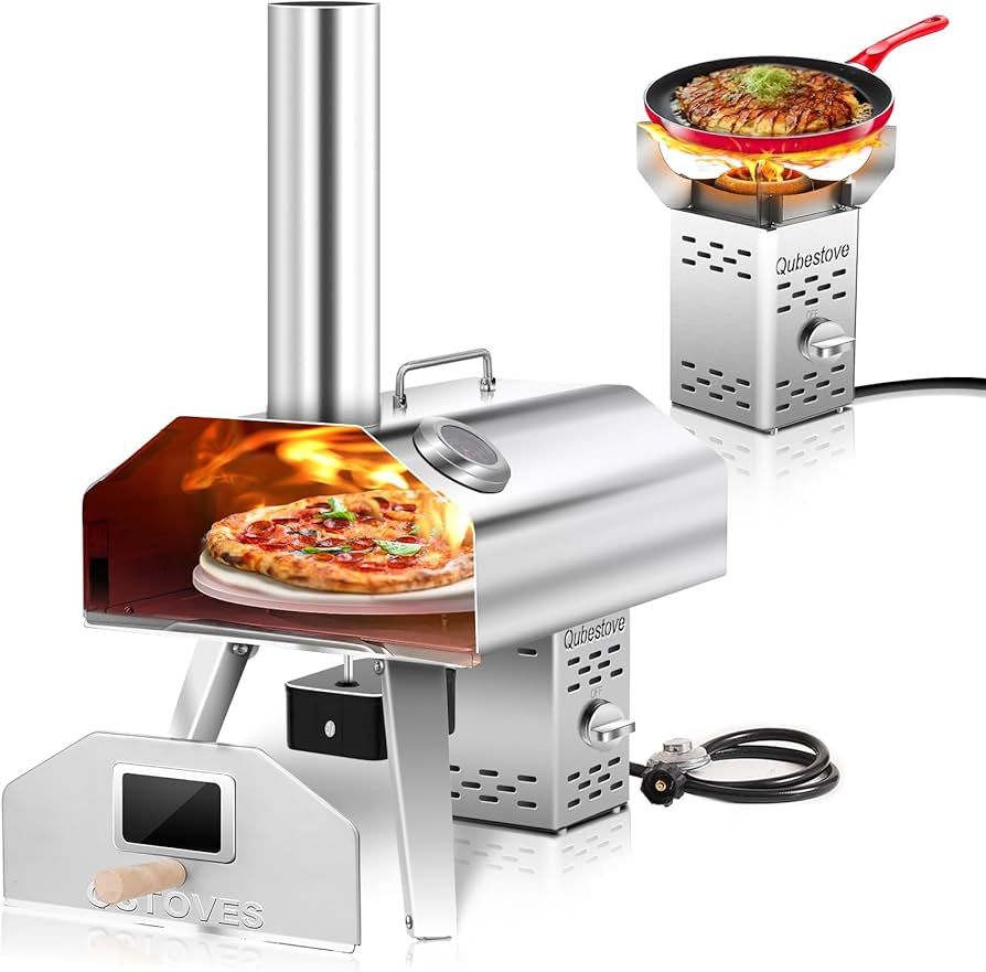 2-in-1 Outdoor Pizza Oven, 12" Propane Pizza Oven with AUTO ROTATING Pizza Stone, Portable, Remov... | Amazon (US)