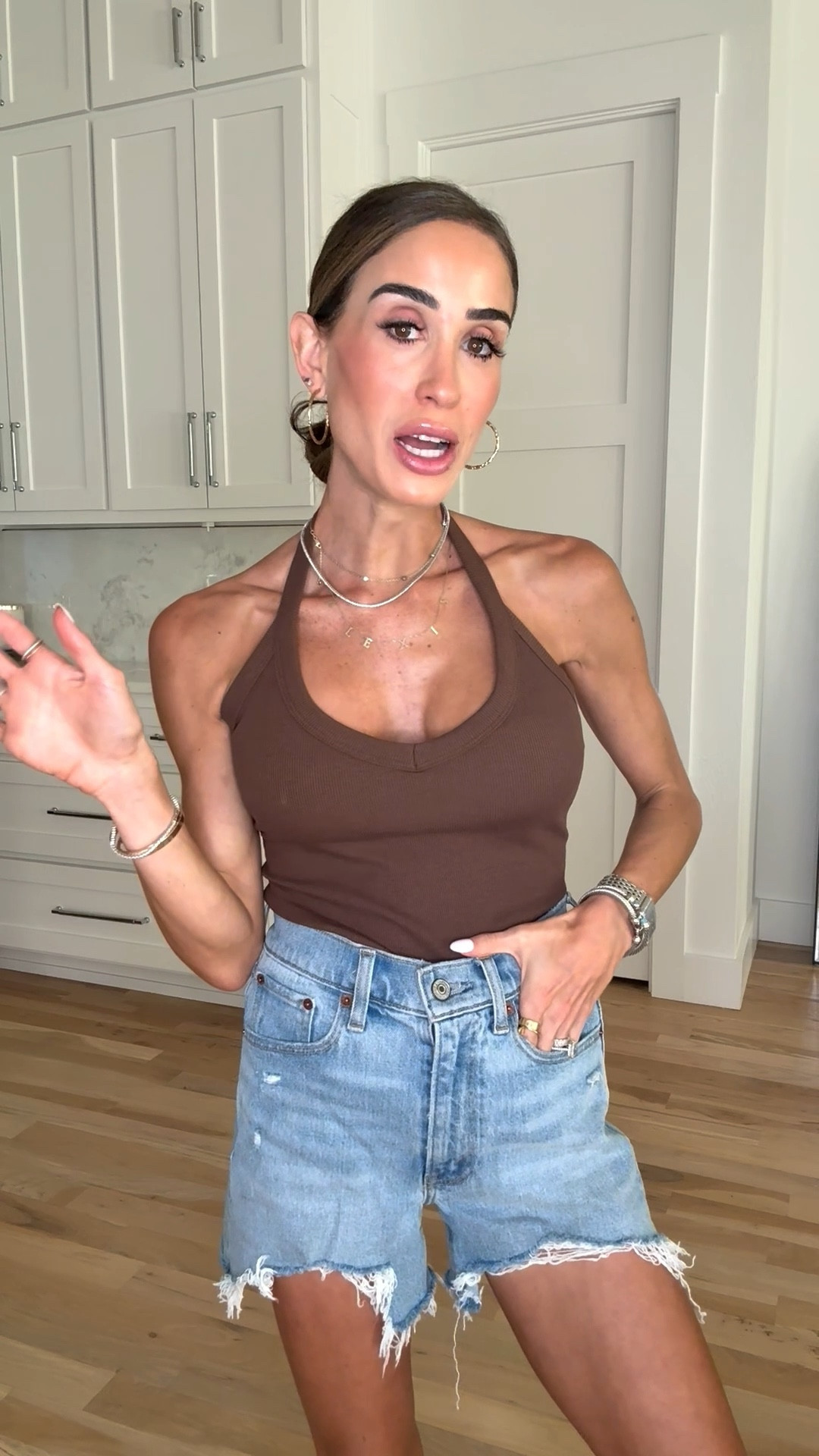 Must have spring halter tank with built in bra. Wearing xs! Definitely a spring staple 

#LTKootd #LTKPetite