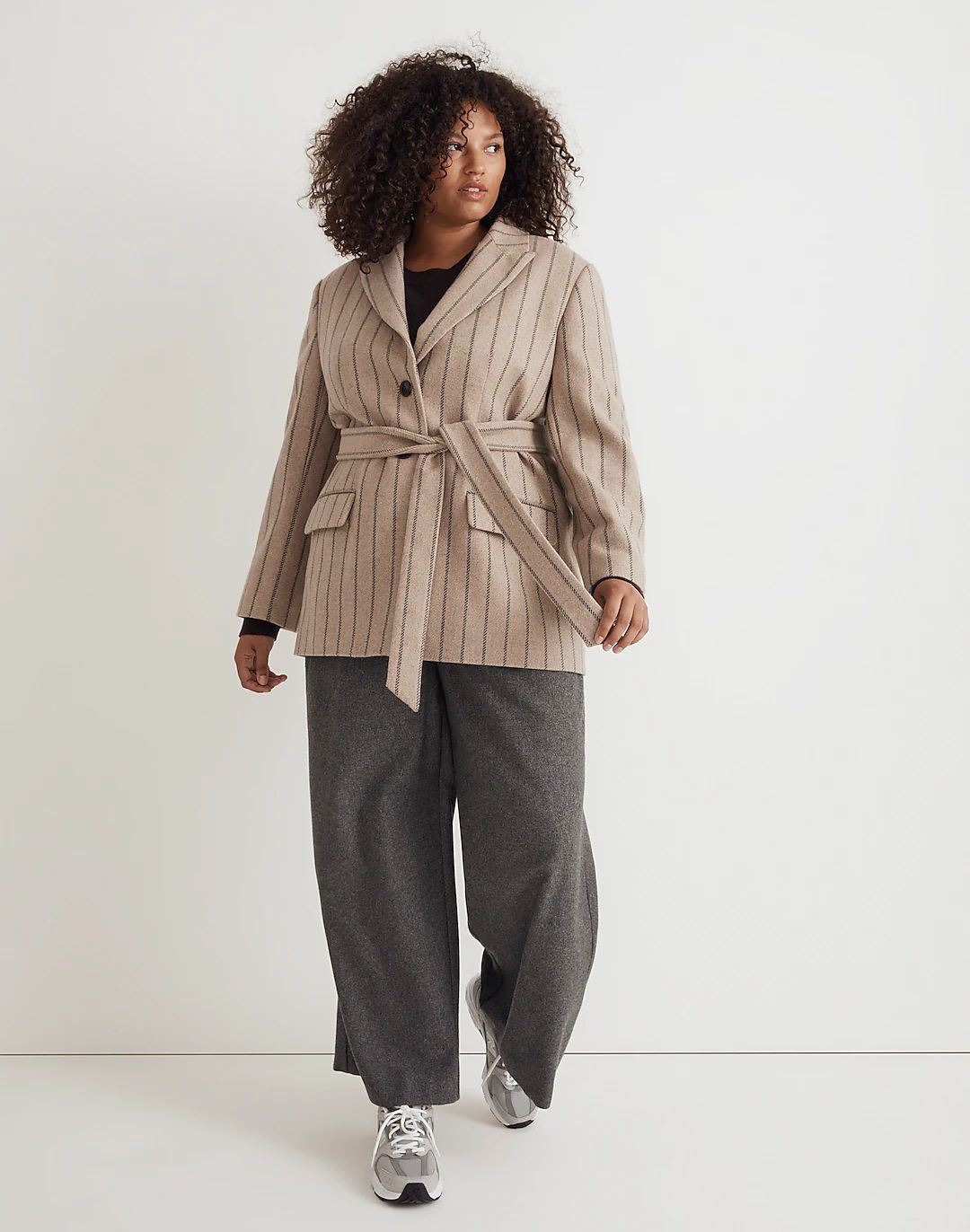 The Bedford Oversized Belted Blazer in Stripe | Madewell