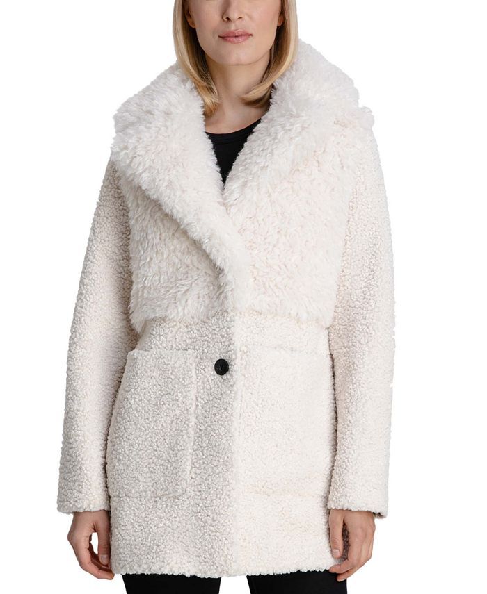 BCBGeneration Mixed Faux-Fur Teddy Coat & Reviews - Coats & Jackets - Women - Macy's | Macys (US)