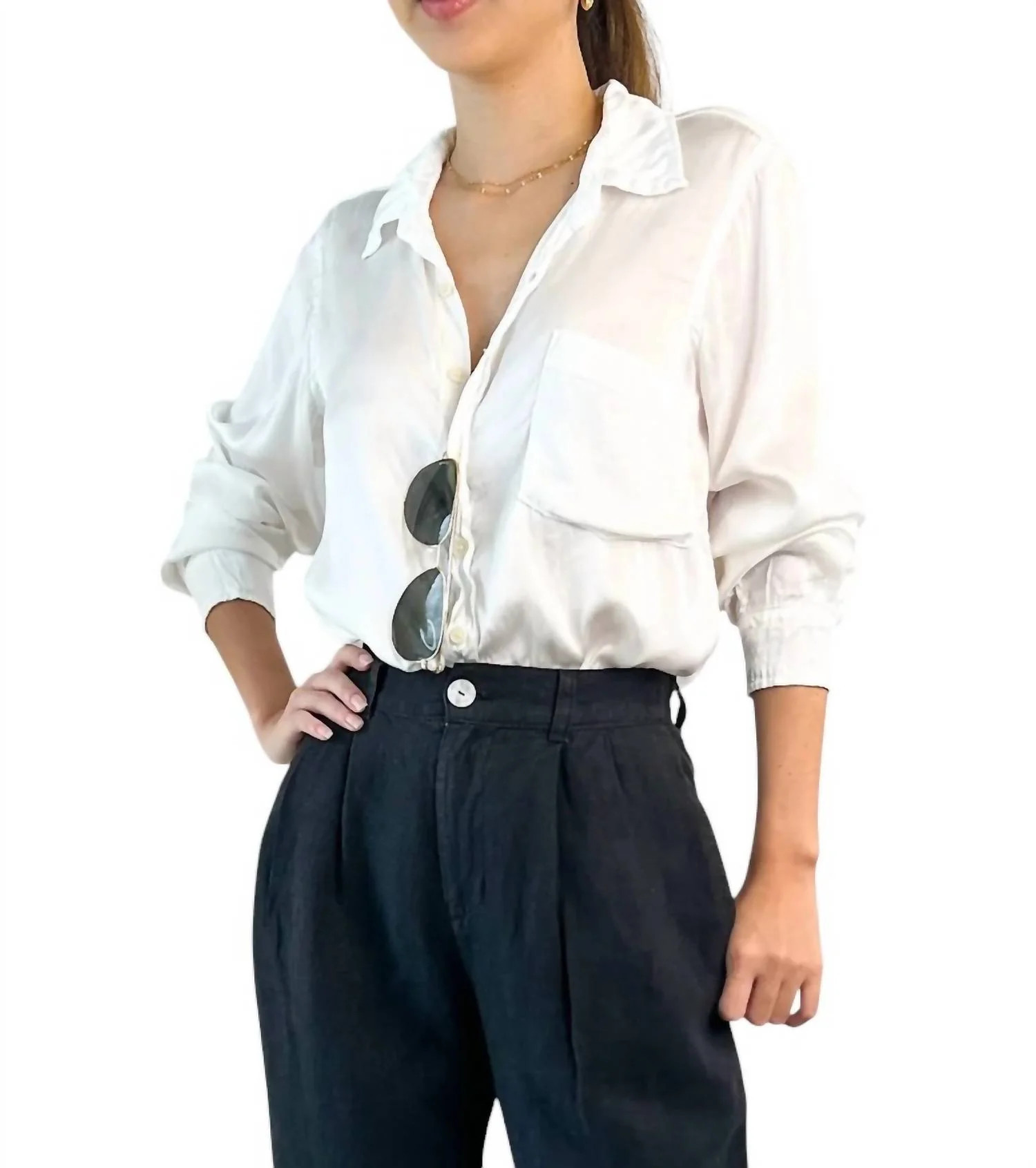 Button Down Top In White | Shop Simon