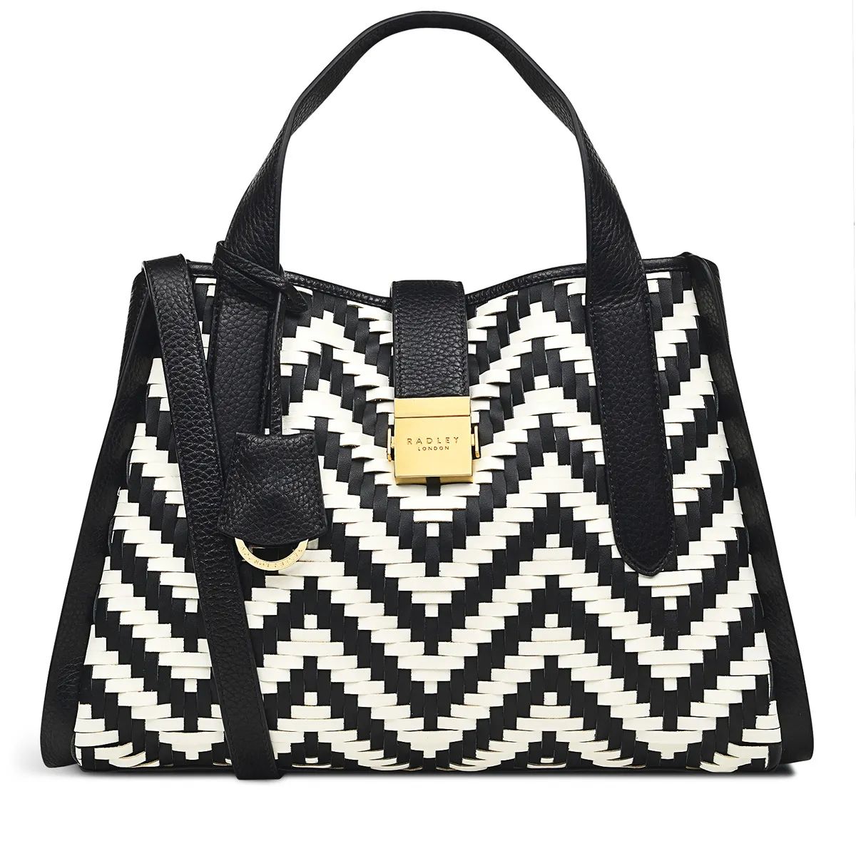Black Medium Sized Grab Bag | Sloane Street Chevron Stripe SS24 | Radley | Radley London US