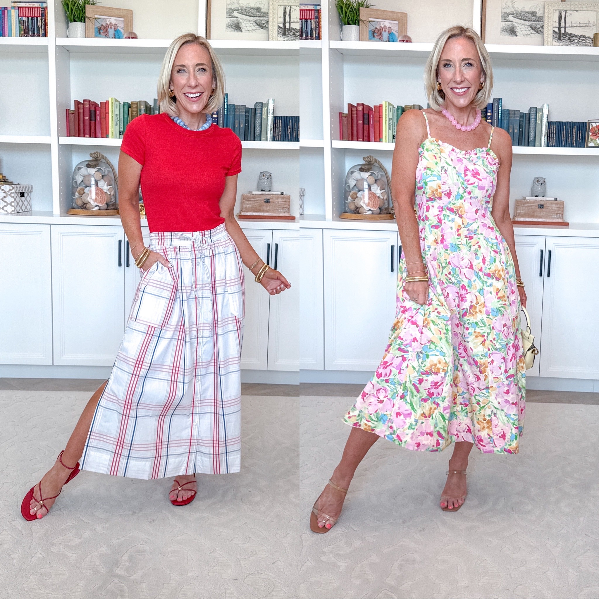 Walmart - unboxing - part 2 * Floral Panel Midi Dress w/ Sweetheart Neckline - size XS. $38. Button-Front Cotton Maxi Skirt - size XS. $30. Ribbed Tee with Short Sleeves - size XS. $6.24. 10 colors. 

#LTKSeasonal#LTKOver40

#LTKootd