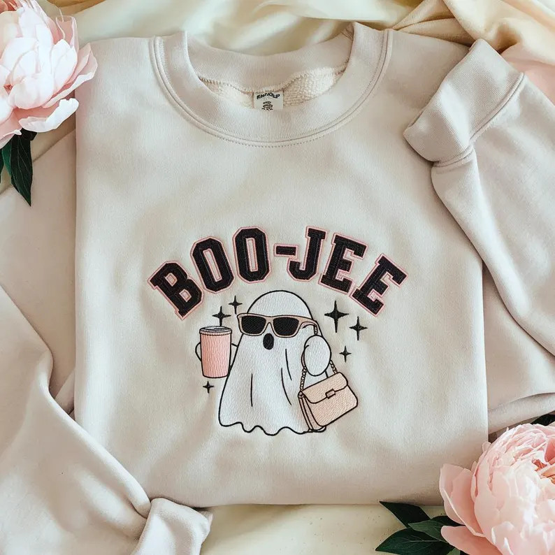 Embroidered Halloween Ghost Sweatshirt, Boo Jee Shirt, Boo Shirt, Spooky Ghost Hoodie, Spooky Sea... | Etsy (US)