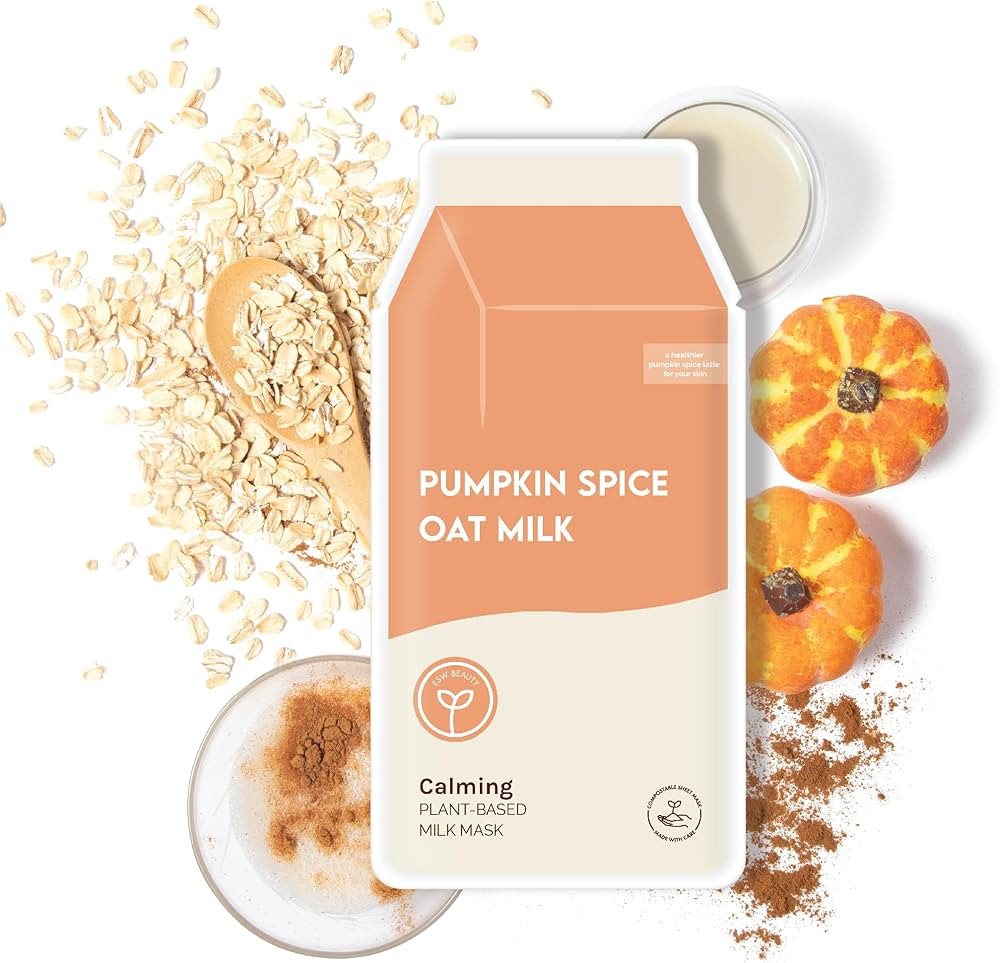 ESW Beauty Pumpkin Spice Oat Milk – Calming Plant-Based Milk Face Mask (6-Pack) – Pumpkin Ext... | Amazon (US)