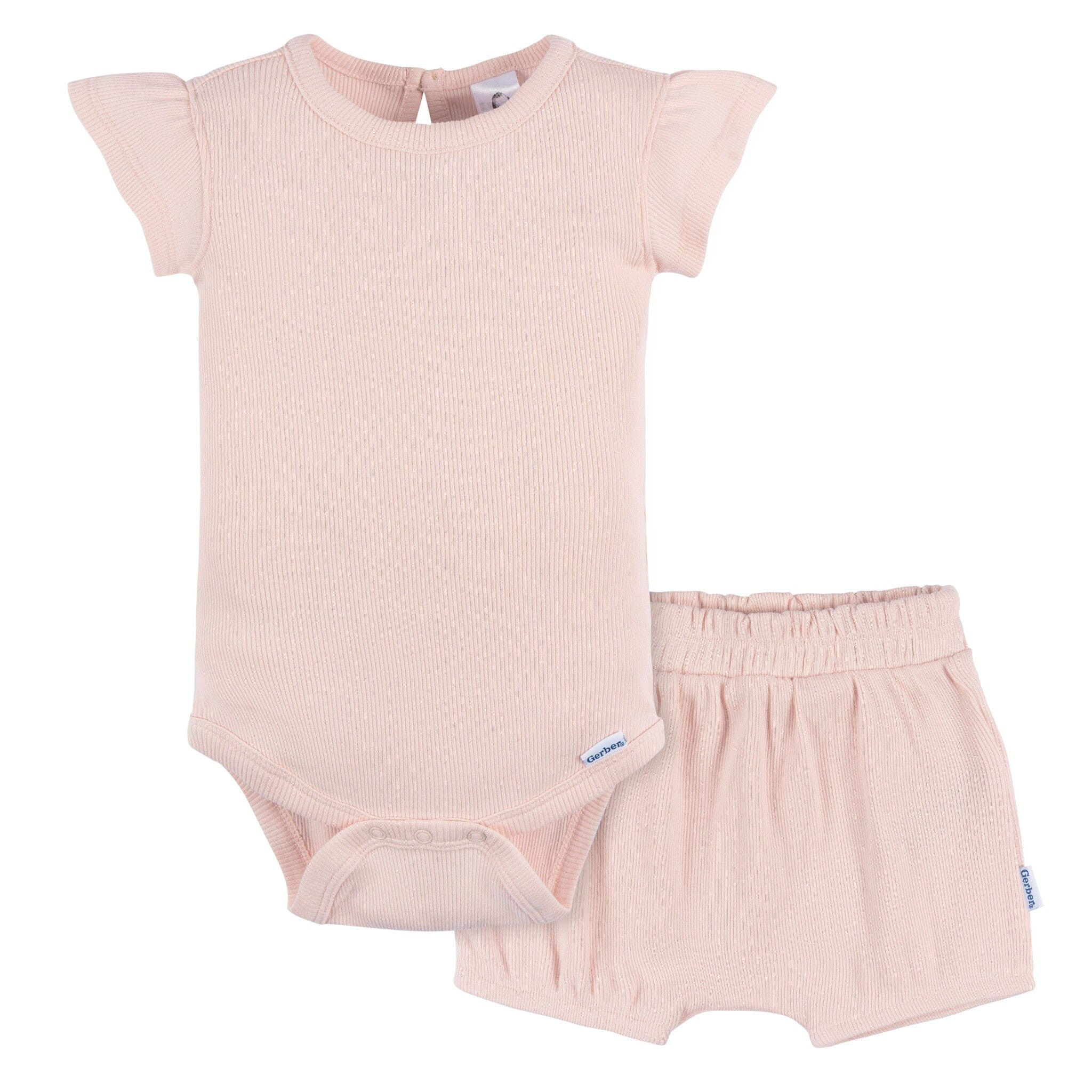 2-Piece Baby Girls Crystal Pink Bodysuit and Shorts Set | Gerber Childrenswear