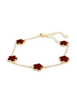 JanKuo Floral 14K Goldplated & Coral Agate Station Bracelet on SALE | Saks OFF 5TH | Saks Fifth Avenue OFF 5TH