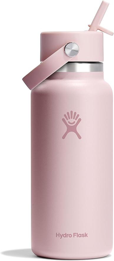 Hydro Flask Water Bottle - Insulated Stainless Steel - Wide Straw Lid, Non Spill, Leakproof in 32... | Amazon (US)