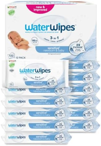 WaterWipes Sensitive+ Newborn & Baby Wipes, 720 Count (12 Packs), 3-In-1 Cleans, Cares, Protects,... | Amazon (UK)