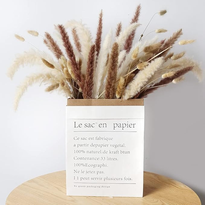 Mudysson 16.92" Dried White Pampas Grass 15 Pcs|Brown Dried Flower 15 Pcs|30 Pcs Natural Dried Re... | Amazon (US)