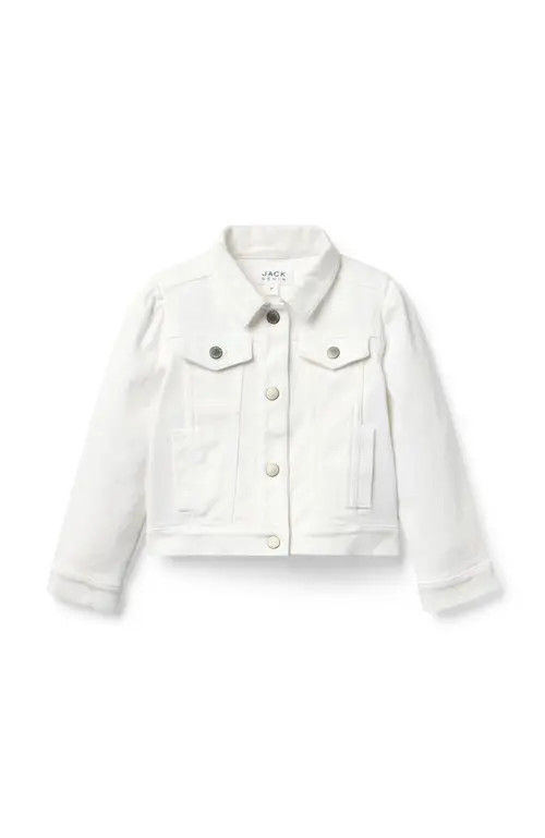 Janie and Jack Denim Puff Sleeve Jacket in White at Nordstrom, Size 8 | Nordstrom