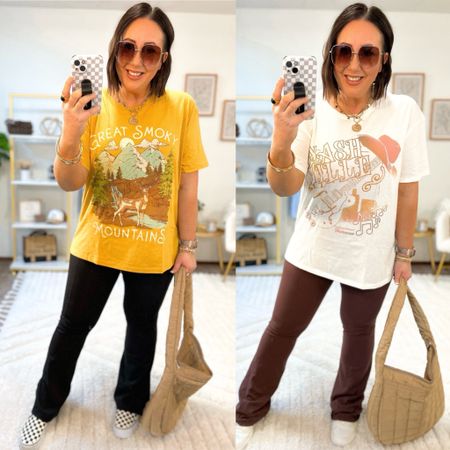 Nashville and Smoky Mountains graphic tees on sale for $15.09 for both!  Come in a 2 pack! Sized up to an xxl in mine for a nice oversized fit. L leggings  

#LTKfindsunder50 #LTKmidsize #LTKsalealert