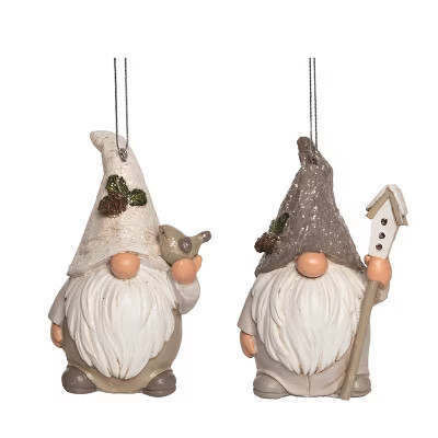 Transpac Resin Birch Gnome Ornament Set of 2 Christmas Tree Decorations Polyester Home Decor | Target