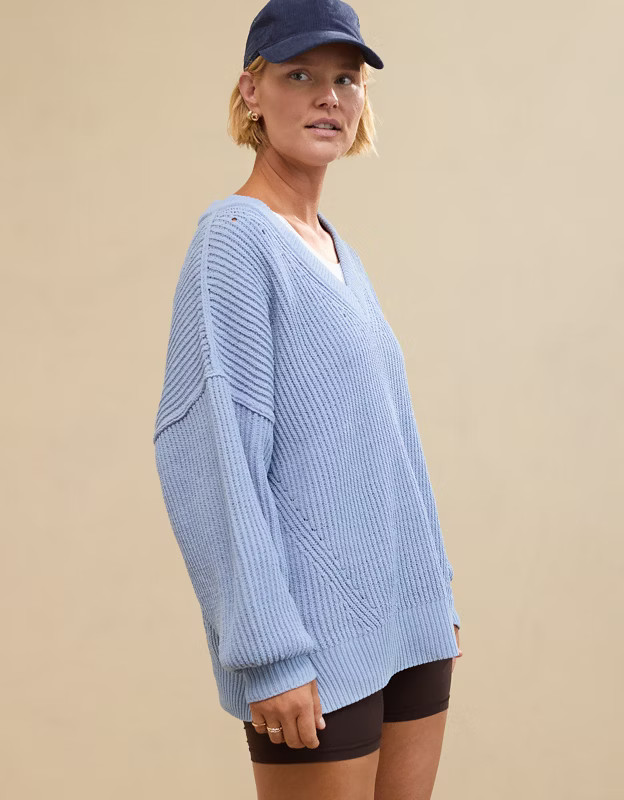 Aerie Beyond Chenille V-Neck Sweater | Aerie