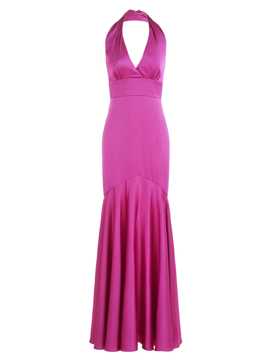 Celeste Satin Halterneck Gown | Saks Fifth Avenue