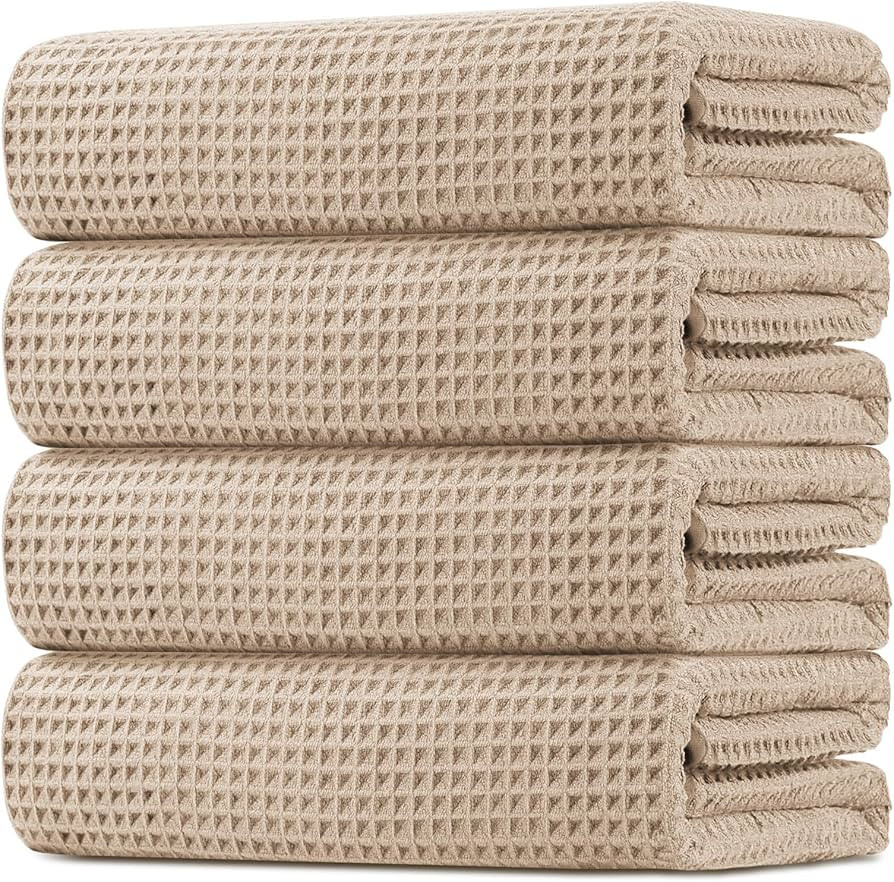 HOMEXCEL Waffle Bath Towels Set 4 Pack, Premium Microfiber Bathroom Towels, Ultra Soft, Lightweig... | Amazon (US)