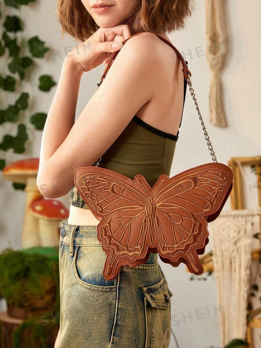 ROMWE Fairycore Small Novelty Bag Fashion Butterfly Design Chain For Daily, School | SHEIN
