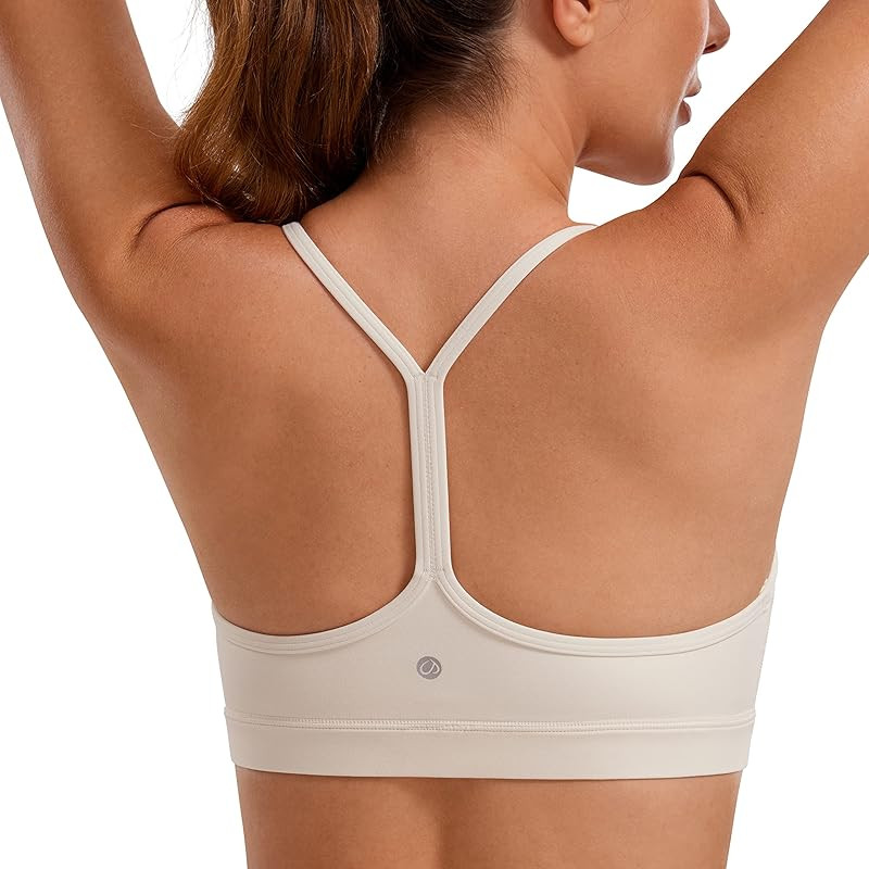 CRZ YOGA Womens Butterluxe Y Back Sports Bra - Padded Racerback Low Impact Spaghetti Thin Strap Work | Amazon (US)