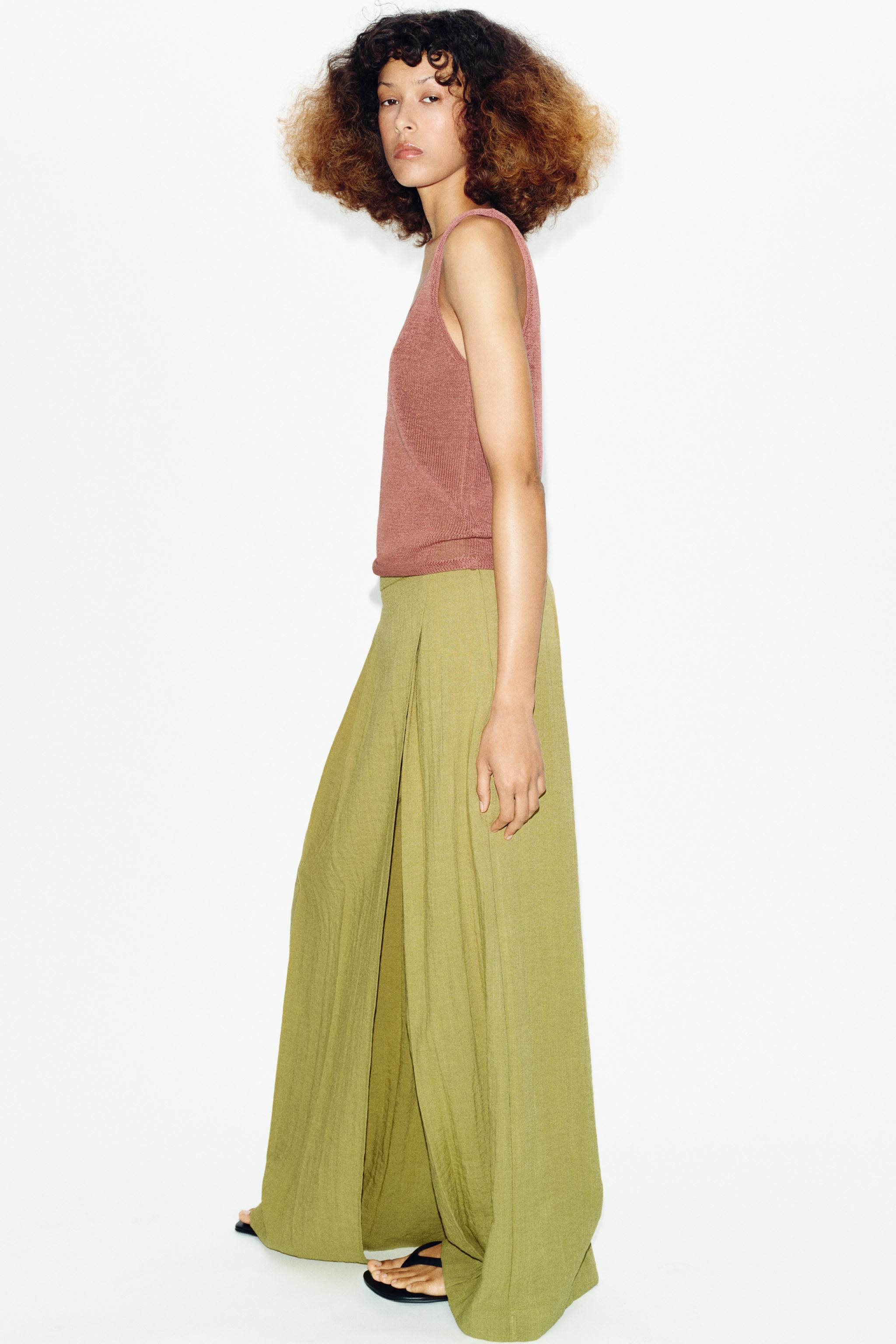 WRAP FRONT WIDE LEG PANTS | Zara US