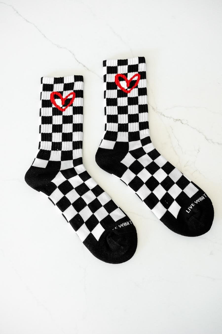 Checkered Imperfect Heart Socks For Men and Women | House of Shan