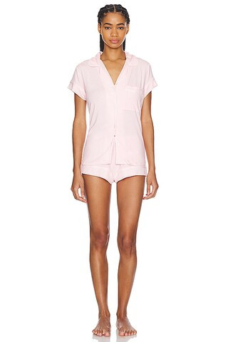 eberjey Gisele Shortie PJ Set in Petal Pink & Ivory from Revolve.com | Revolve Clothing (Global)