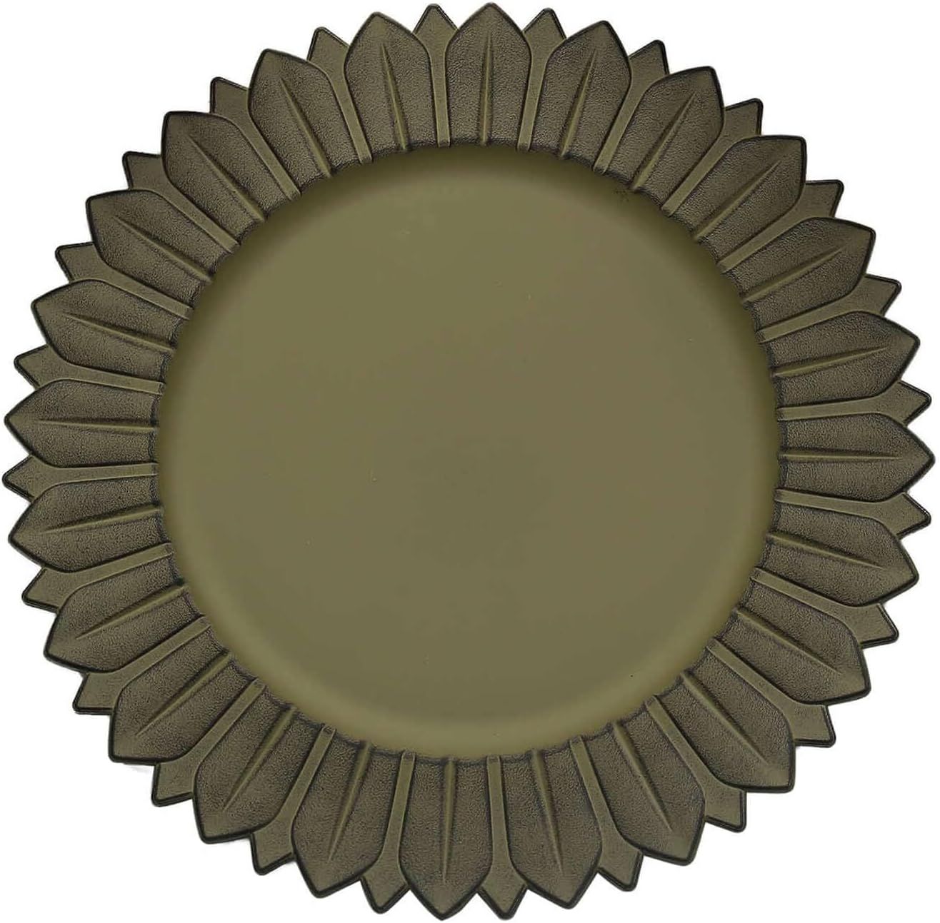 Efavormart 6 Pack | 13" Matte Olive Green Sunflower Plastic Dinner Charger Plates, Disposable Rou... | Amazon (US)