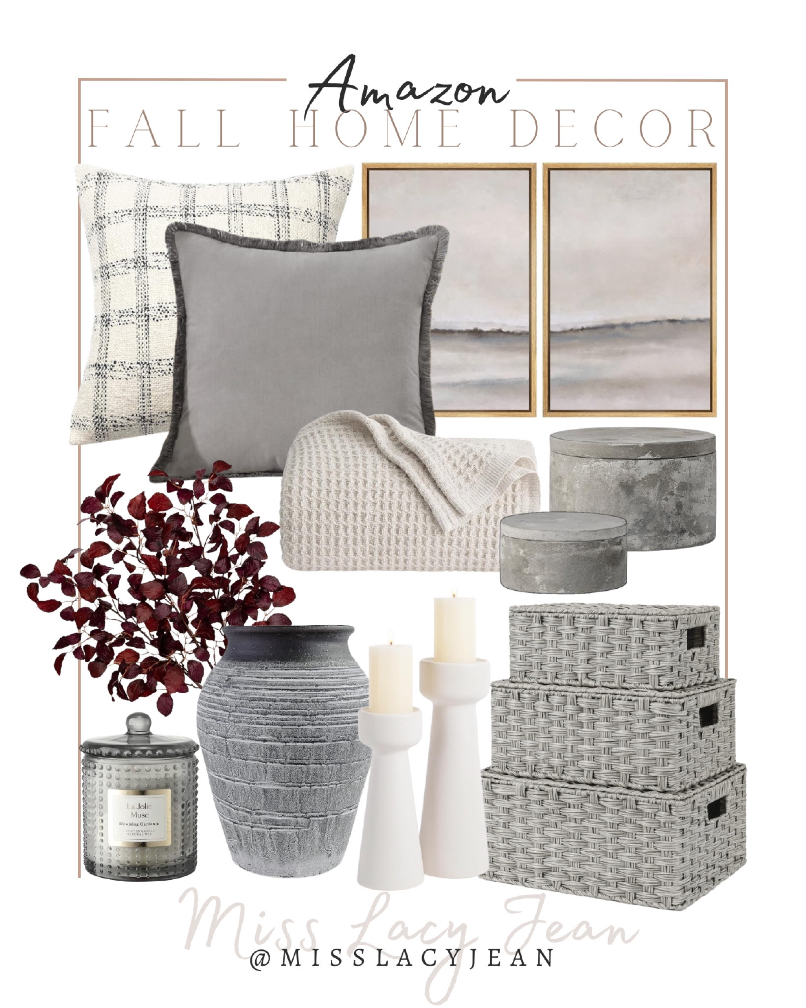 Fall home decor includes, wall art, throw blanket, throw pillows, fall stems, candle, vase, baskets, candle holders, round decorative boxes.

Home decor, neutral home decor, fall home decor, home accents

#LTKHome #LTKFindsUnder50 #LTKStyleTip