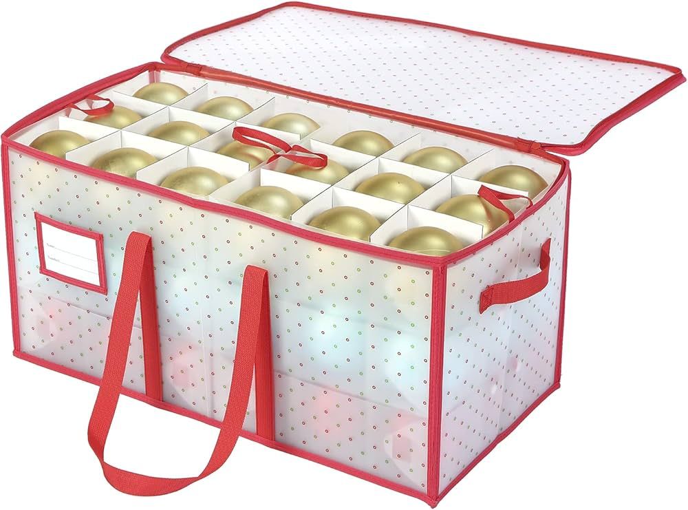 Sattiyrch Plastic Christmas Ornament Storage Box with Dual Zipper Closure - Box Contributes Slots... | Amazon (US)