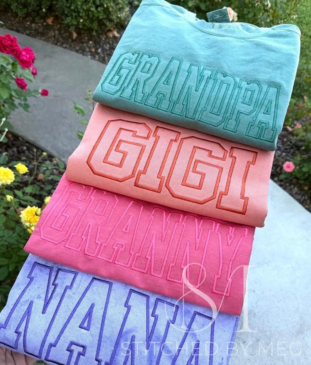 Comfort Colors® Embroidered Sweatshirt Tshirt Custom Grandma Shirt Gigi Shirt Christmas Gift for... | Etsy (US)