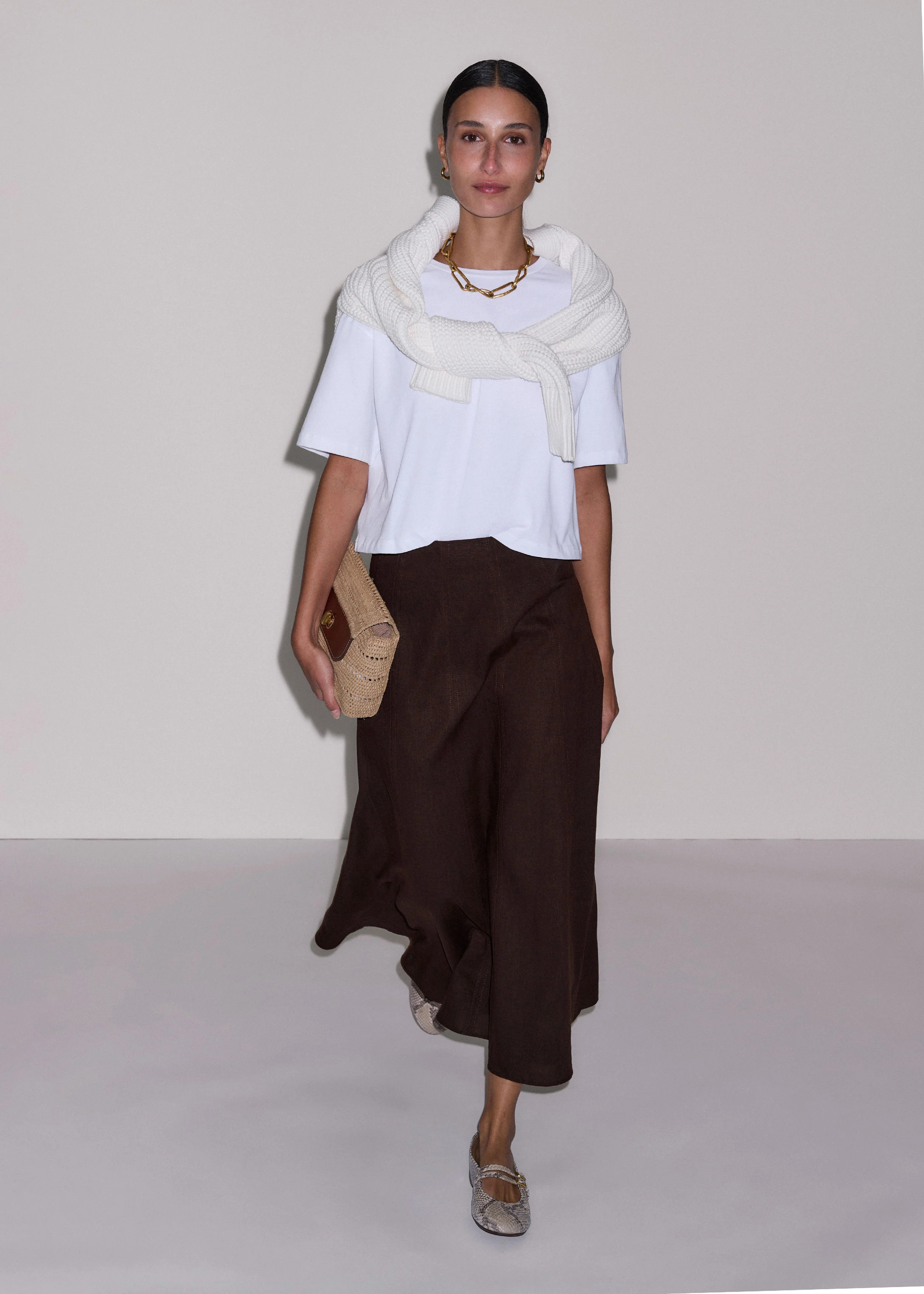 Women's Brown Panelled Maxi Skirt | ME+EM | ME+EM Global (Excluding US)