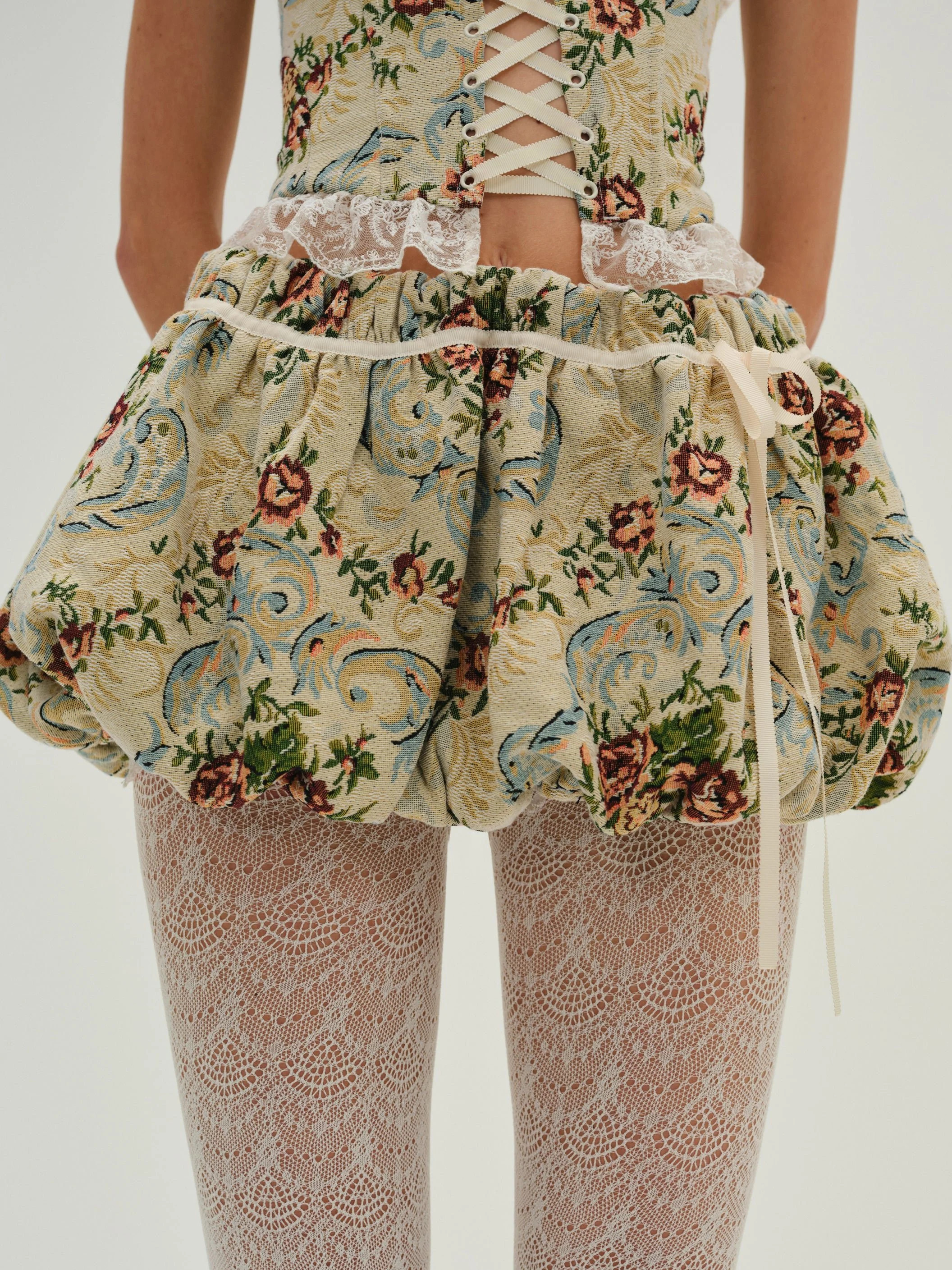 Baroque Jacquard Mini Bubble Skirt | For Love & Lemons