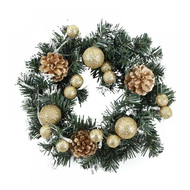 Savlot Pre-lit Christmas Wreath, Artificial Christmas Wreath Battery Operated Christmas Garland H... | Walmart (US)
